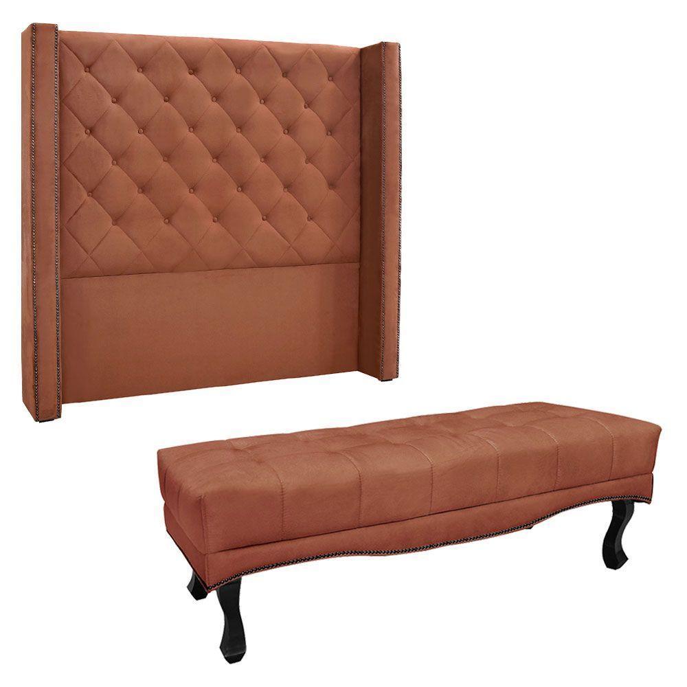 Kit Cabeceira E Calçadeira Queen 1,60M Cobre - 1