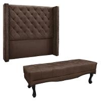 Kit Cabeceira E Calçadeira Queen 1,60M Marrom - 1