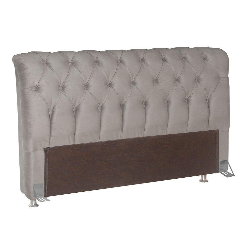 Cabeceira P/Cama Box Queen B/Pastor Estofada Veludo Creme - 1