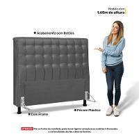 Cabeceira Cama Box Casal Queen Size Ciara 160cm Botonê Com Frame Linho Cinza - Abmaza