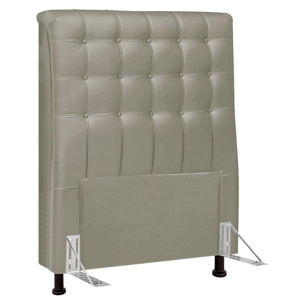 Cabeceira Cama Box Solteiro Ciara 90cm Botonê Com Frame Linho Bege - Abmaza - 1