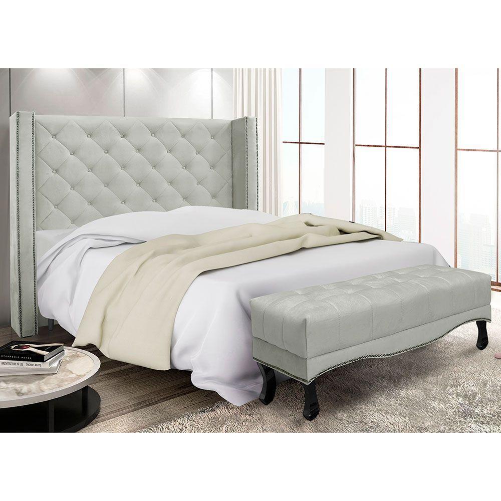 Kit Cabeceira E Calçadeira Queen 1,60M Cinza Prata - 7