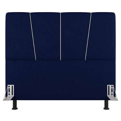 Cabeceira Cama Box Casal Queen Size Amber 160cm Estofada Veludo Azul Marinho - Abmaza