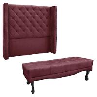 Kit Cabeceira E Calçadeira Queen 1,60M Vinho - 1