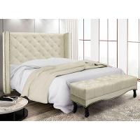 Kit Cabeceira E Calçadeira Solteiro 0,90M Bege - 8