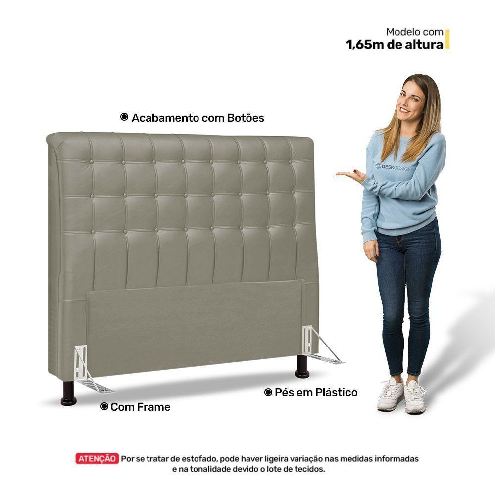 Cabeceira Cama Box Casal Ciara 140cm Botonê Com Frame Linho Bege - Abmaza - 4