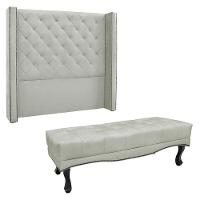 Kit Cabeceira E Calçadeira Queen 1,60M Cinza Prata - 1