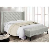 Kit Cabeceira E Calçadeira Queen 1,60M Cinza Prata - 3