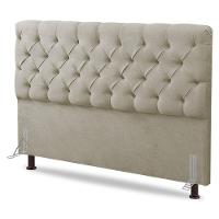 Cabeceira Cama Box Solteiro Lylla 90cm Capitonê Com Frame Sintético Bege - Abmaza - 1