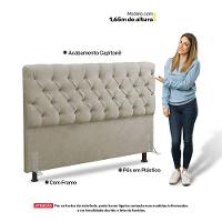 Cabeceira Cama Box Solteiro Lylla 90cm Capitonê Com Frame Sintético Bege - Abmaza - 5
