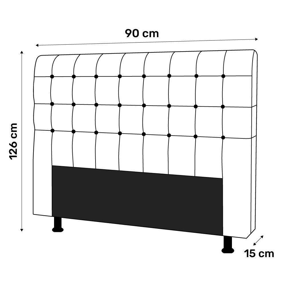 Cabeceira Cama Box Solteiro Ciara 90cm Botonê Com Frame Suede Marrom - Abmaza - 4