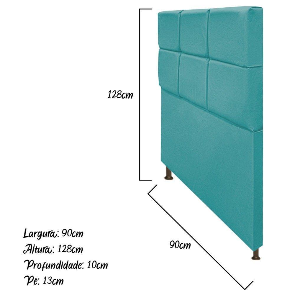 Cabeceira Estofada Damares Solteiro Botonê Suede Az Turquesa - 2