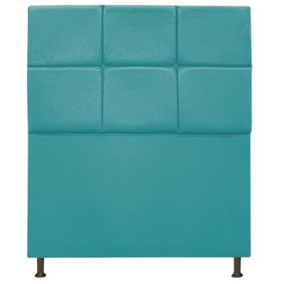 Cabeceira Estofada Damares Solteiro Botonê Suede Az Turquesa
