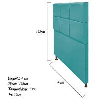 Cabeceira Estofada Damares Solteiro Botonê Suede Az Turquesa - 2