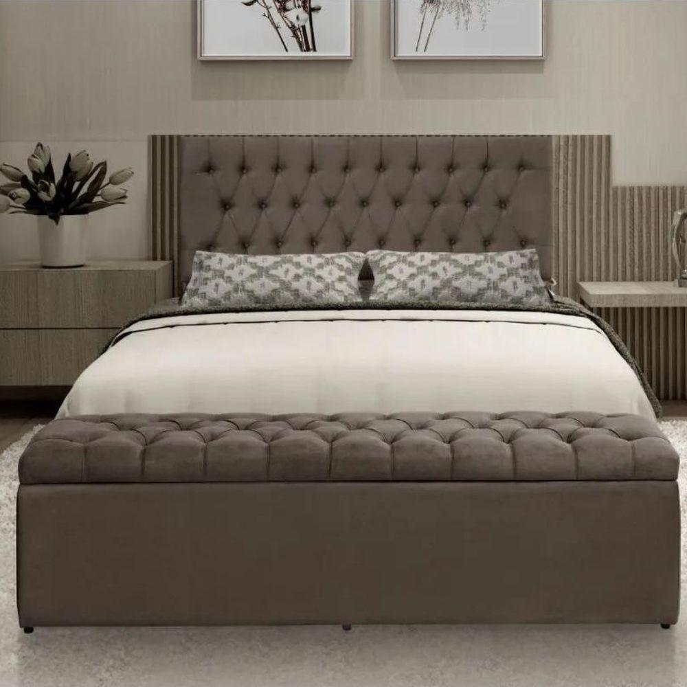 Painel Cabeceira Com Bau Dubai 1.93Mt Suede Marrom - 4