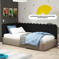 Painel Cabeceira Cama Box Solteiro Lana 100cm Linho Preto - Abmaza - 6