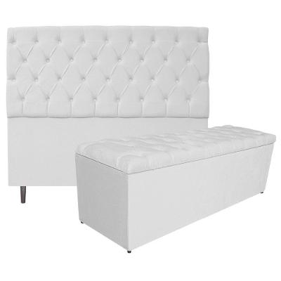 Kit Cabeceira e Calçadeira Liverpool 140 Cm Casal Branco