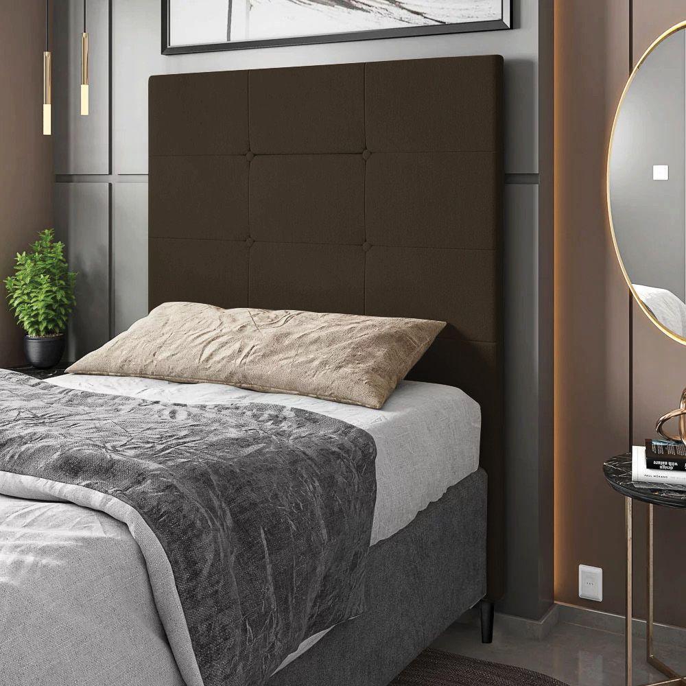 Cabeceira Luna Para Cama Box Solteiro 90 Cm Suede Marrom - 8