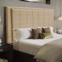 Cabeceira Opala Cama Box Casal 140Cm Linho Bege Dourado - 1