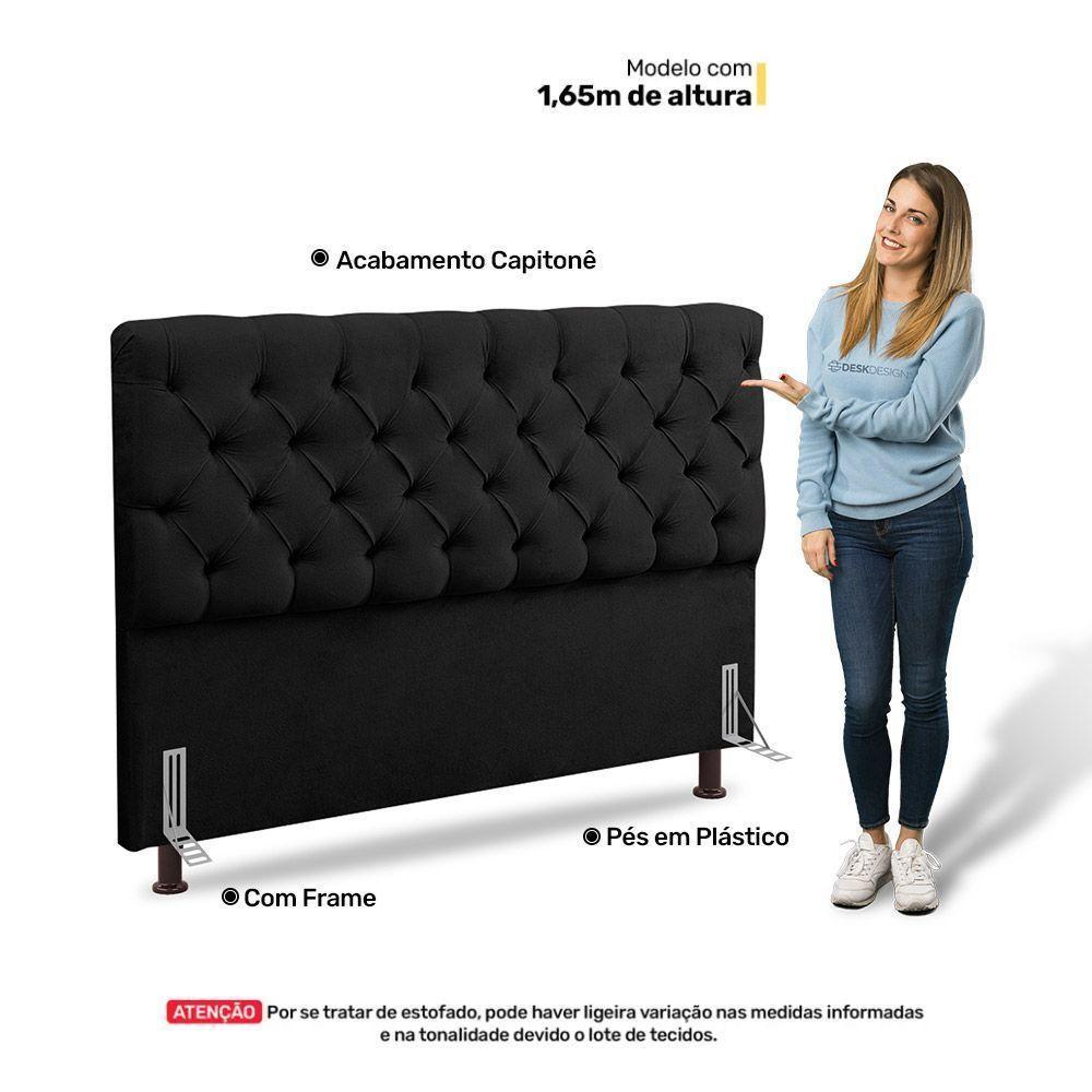 Cabeceira Cama Box Casal Lylla 140cm Capitonê Com Frame Sintético Preto - Abmaza - 6
