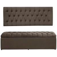 Painel Cabeceira Com Bau Dubai 1.38Mt Suede Marrom - 1