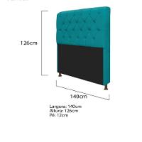 Cabeceira Lady e Recamier Félix 140 Cm Casal Azul Turquesa - 3