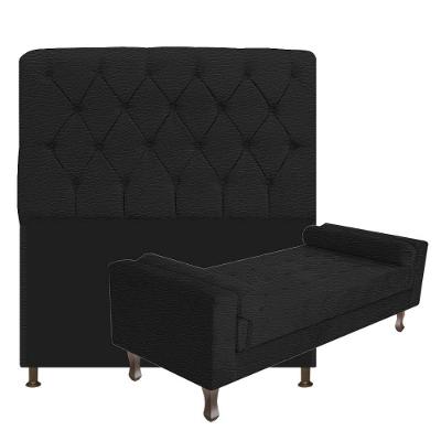 Cabeceira Lady e Recamier Félix 140 Cm Casal Corano Preto