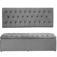 Painel Cabeceira Com Bau Dubai 1.58Mt Suede Cinza - 1