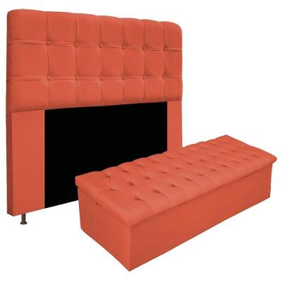Kit Cabeceira E Calçadeira 140 Cm Casal Terracota