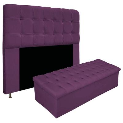 Kit Cabeceira E Calçadeira 140 Cm Casal Roxo