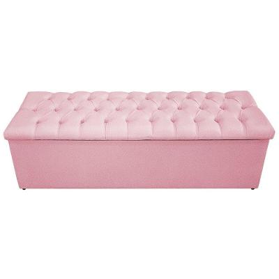 Kit Cabeceira E Calçadeira 160 Cm Queen Size Rosa Bebê