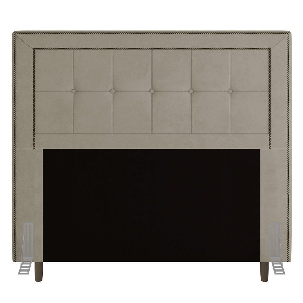 Cabeceira Queen Size Luxor 160Cm Com Tachas E Frame Bege - 1