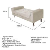 Kit Cabeceira Lady E Recamier Félix 100cm Bege - 8