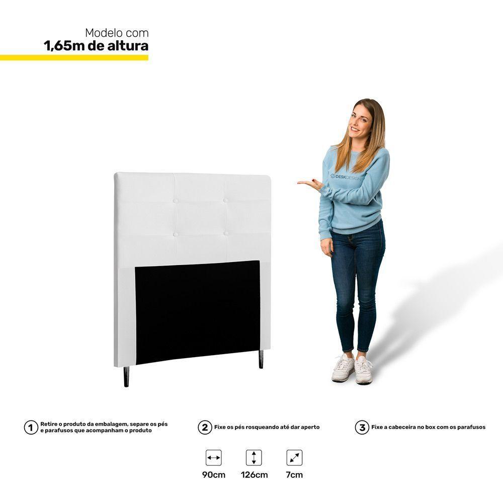 Cabeceira Cama Box Solteiro Luna 90Cm Corano Branco - Abmaza - 3