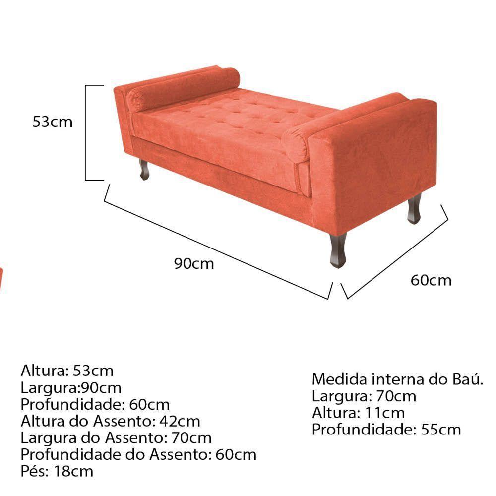 Kit Cabeceira Lady E Recamier Félix 90cm Terracota - 5