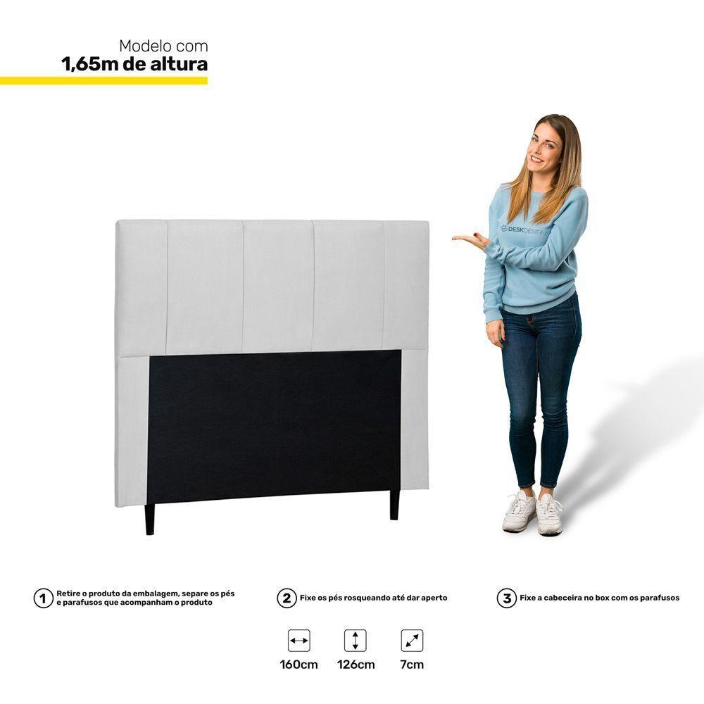 Cabeceira Cama Box Casal Queen Donna 160Cm Branco - 3