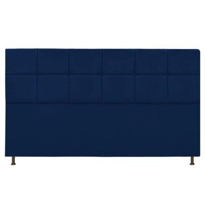 Cabeceira Estofada Damares 195cm Com Botonê Azul Marinho