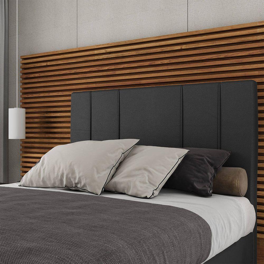 Cabeceira Estofada Casal 140 Cm Venus Corino Skybox Preto - 1