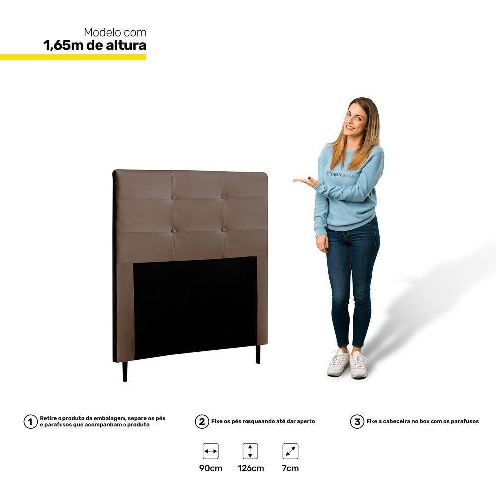 Cabeceira Cama Box Solteiro Luna 90Cm Corano Marrom - Abmaza - 3