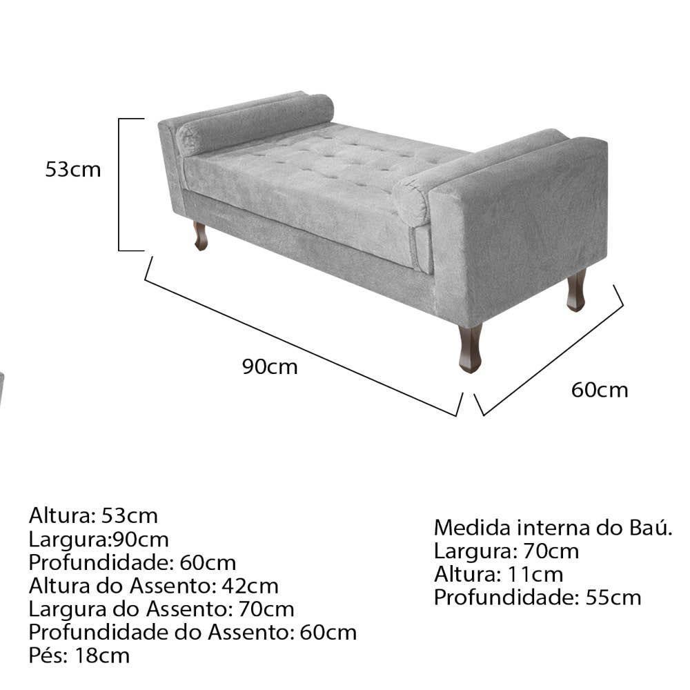 Kit Cabeceira Lady E Recamier Félix 90cm Cinza - 9