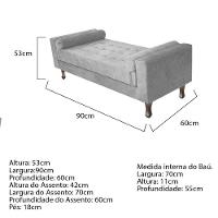 Kit Cabeceira Lady E Recamier Félix 90cm Cinza - 9