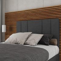 Cabeceira Estofada Casal Queen Size 160 Cm Venus Veludo Skybox Preto - 1