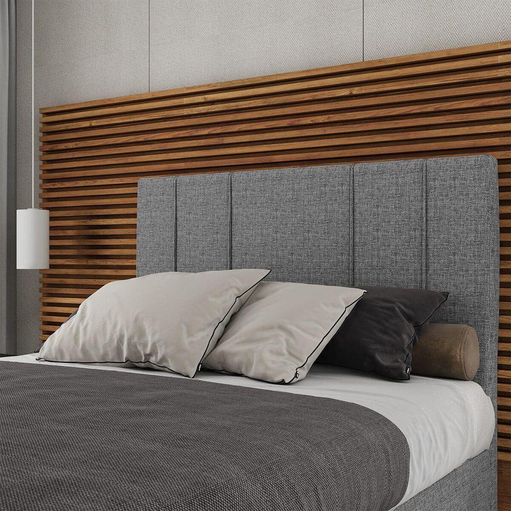 Cabeceira Estofada Casal King Size 195 Cm Venus Linho Skybox Cinza - 1