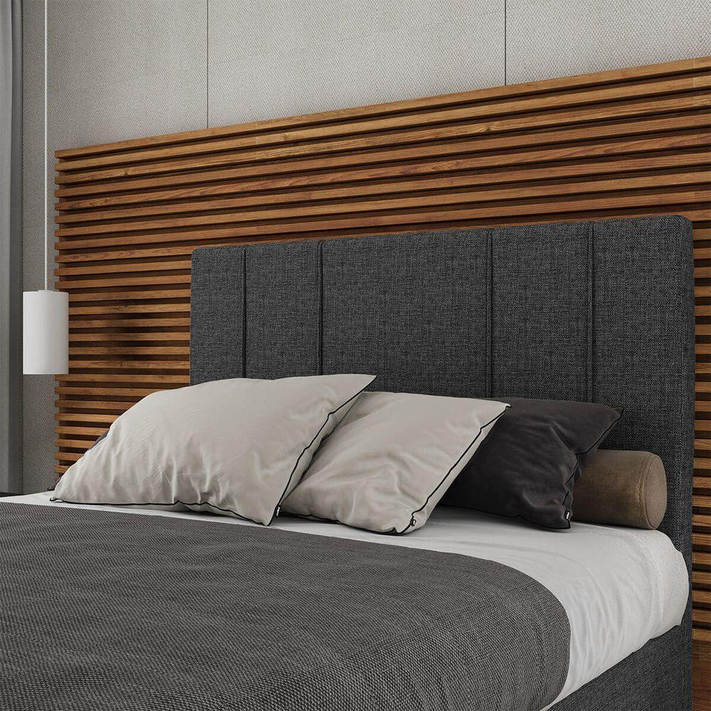 Cabeceira Estofada Casal King Size 195 Cm Venus Linho Skybox Preto - 1