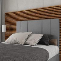 Cabeceira Estofada Casal 140 Cm Venus Corino Skybox Cinza - 1