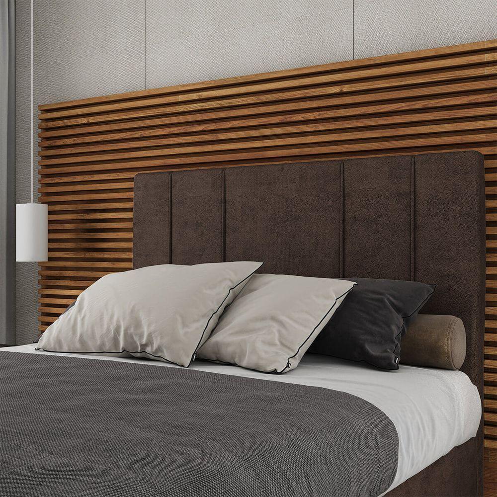 Cabeceira Estofada Casal King Size 195 Cm Venus Veludo Skybox Marrom - 1