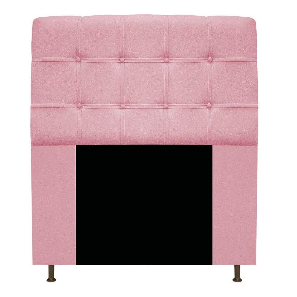 Cabeceira90 Cm Solteiro Com Botonê Suede Rosa Bebê - 1