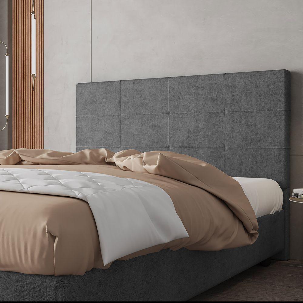 Cabeceira Estofada Casal 140 Cm Marte Veludo Skybox Cinza - 1
