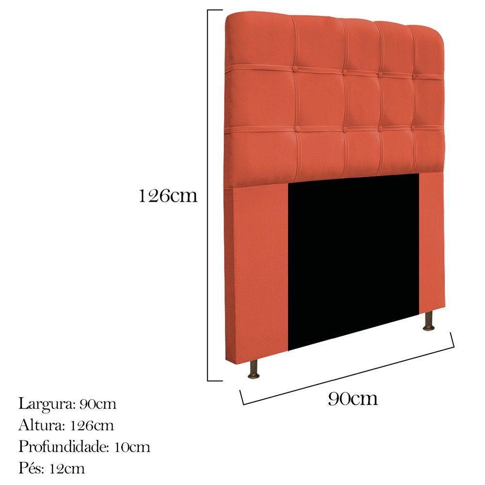 Cabeceira90 Cm Solteiro Com Botonê Suede Terracota - 2