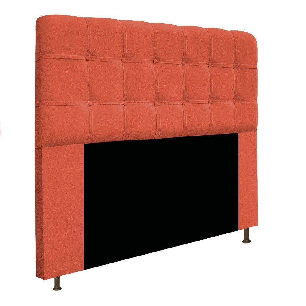 Cabeceira140 Cm Casal Com Botonê Suede Terracota - 3